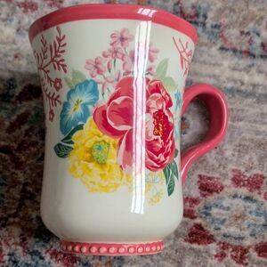 The Pioneer Woman Cream Floral Mug with Pink Accents